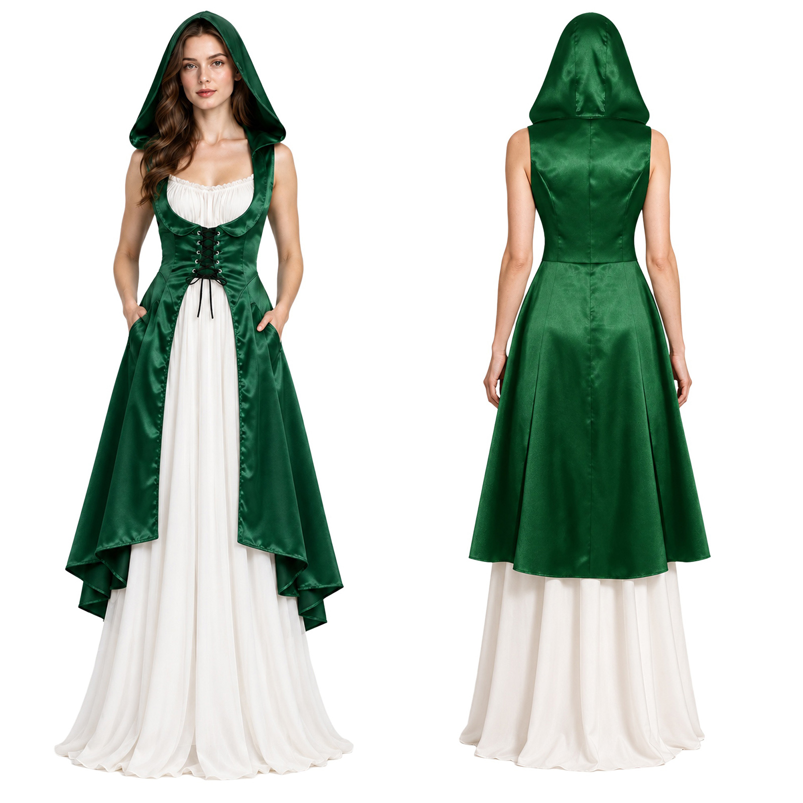 Lace Dress - Women Medieval Renaissance Victorian Costume Lace-up