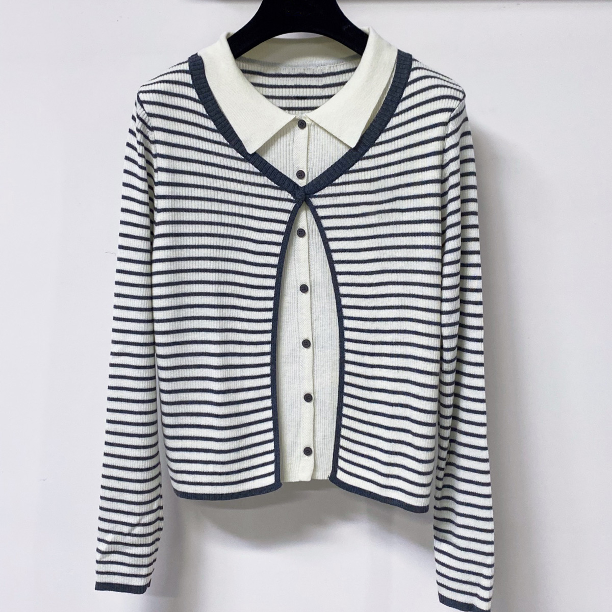 Silk Blouse - High Quality Women Polo Collar Striped