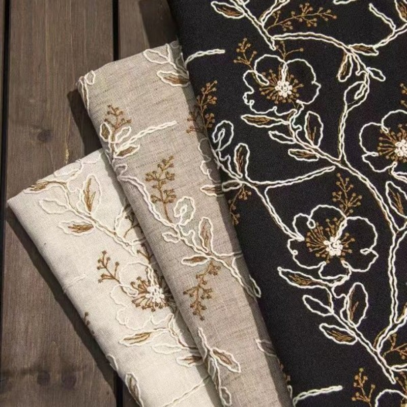 Lace Dress - Embroidered Tulle Lace Trim Fabric Linen