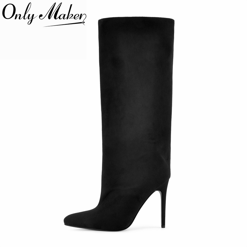 Formal Dress - Onlymaker Black Faux Suede Knee High