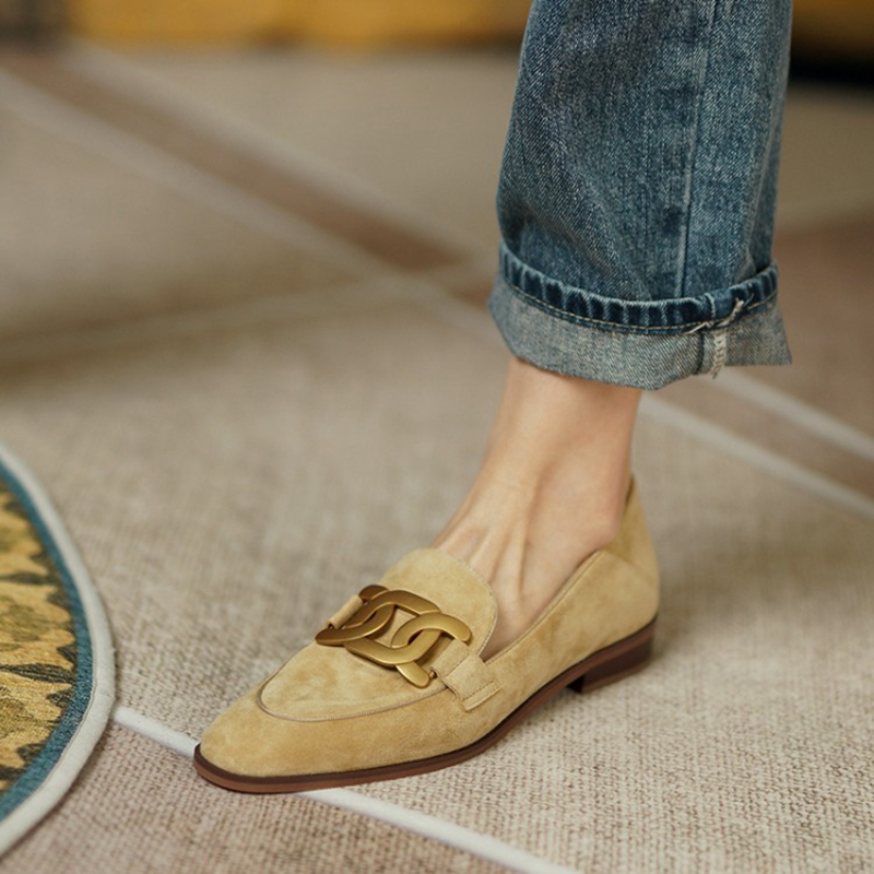 Womens Heels - Suede Leather Women Loafers Spring/Autumn Low