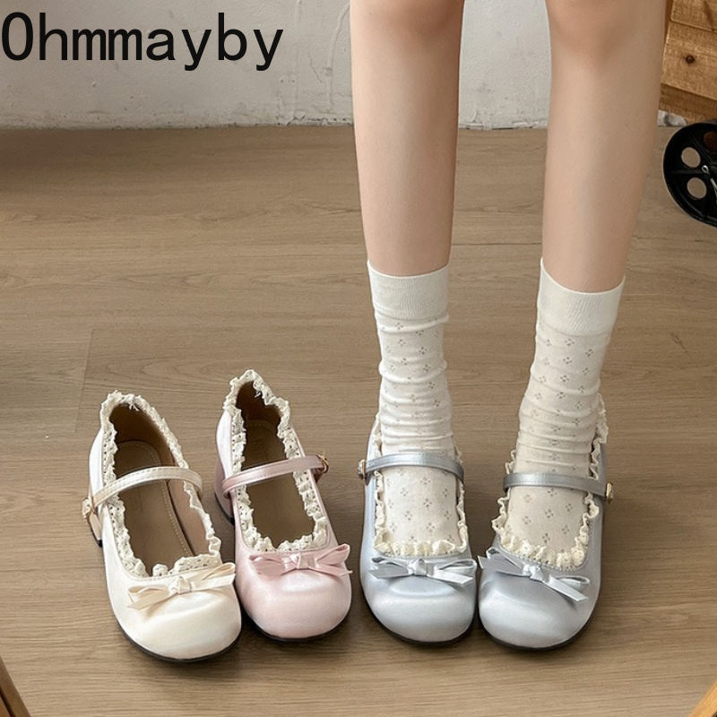 Midi Dress - Lace Butterfly-knot Women Mary Jane Shoes