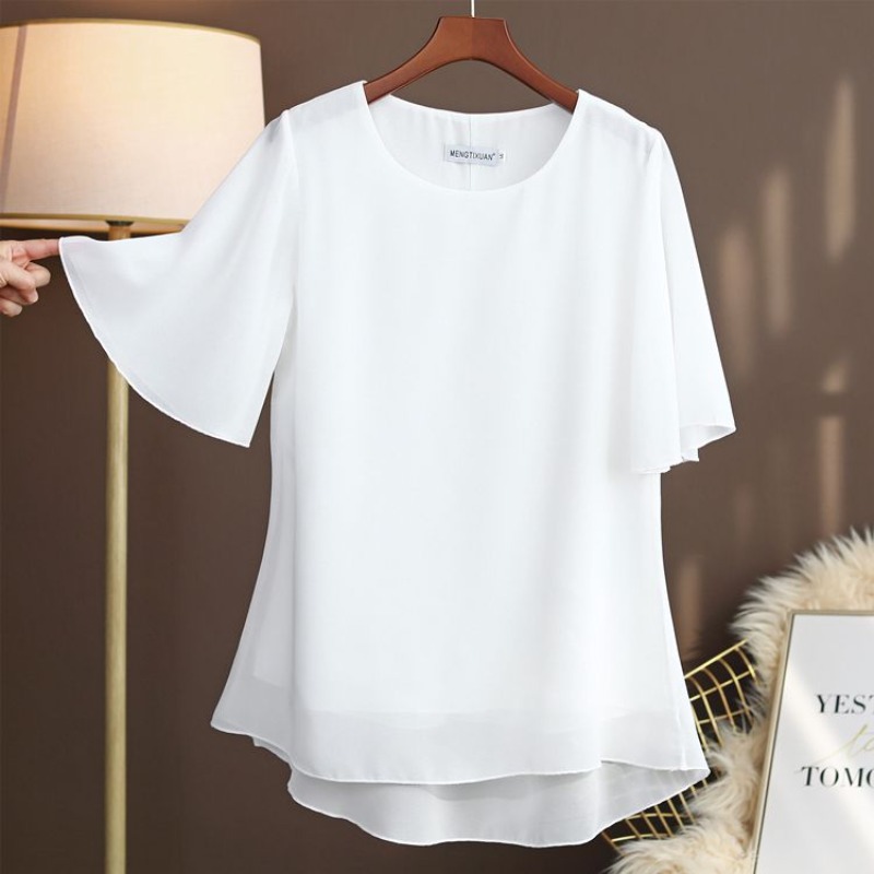 Silk Blouse - Elegant Plus Size Silk Blouse Short