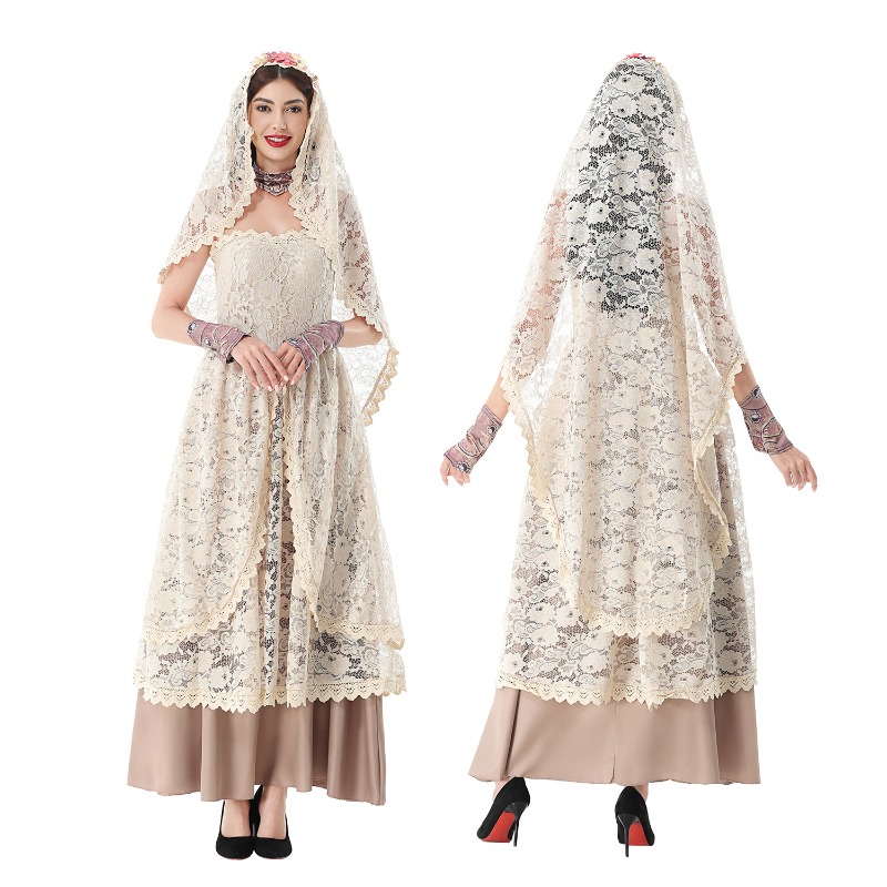 Lace Dress - Women Vintage Lace Maxi Dress with