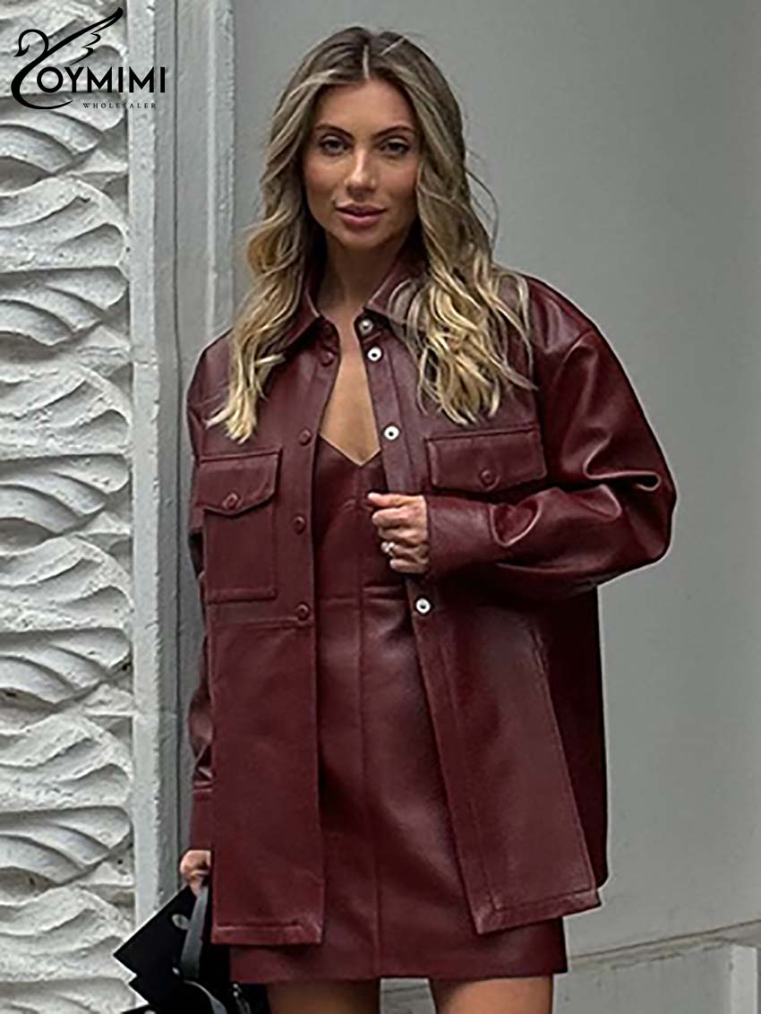 Oymimi Fashion Wine Red Pu Lea - Women'S Red Formal Wear recension och pris