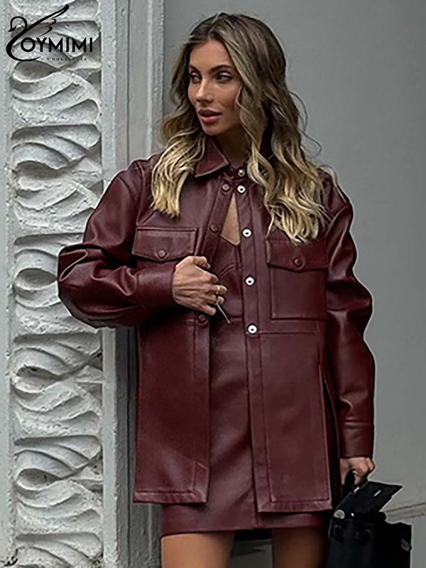 Oymimi Fashion Wine Red Pu Lea - Women'S Red Formal Wear recension och pris
