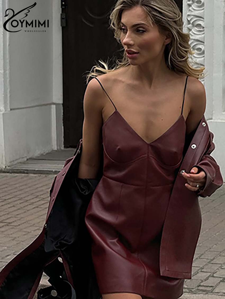 Oymimi Fashion Wine Red Pu Lea - Women'S Red Formal Wear recension och pris
