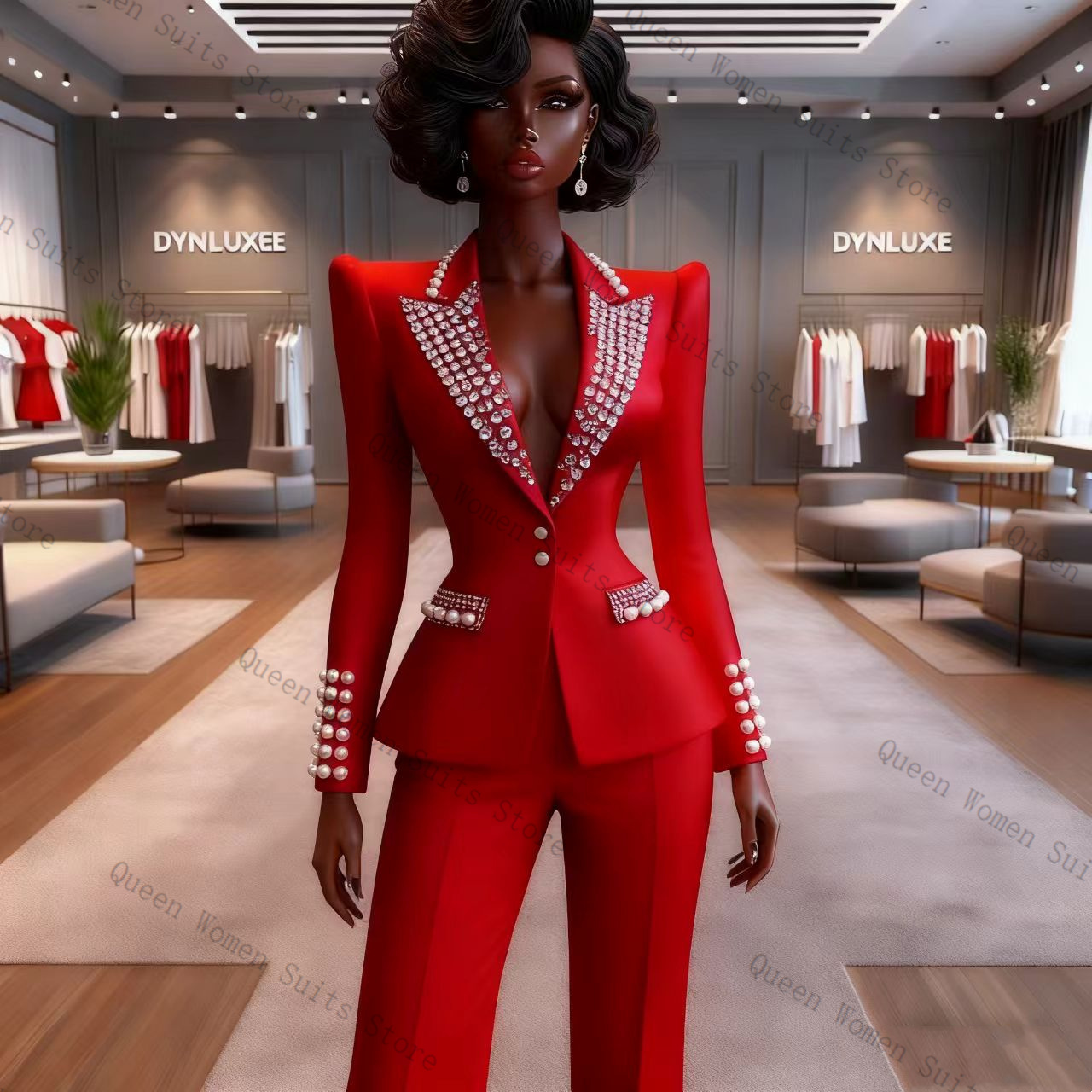 Pearls Red Women Suit Pants Se - Women'S Red Formal Wear recension och pris