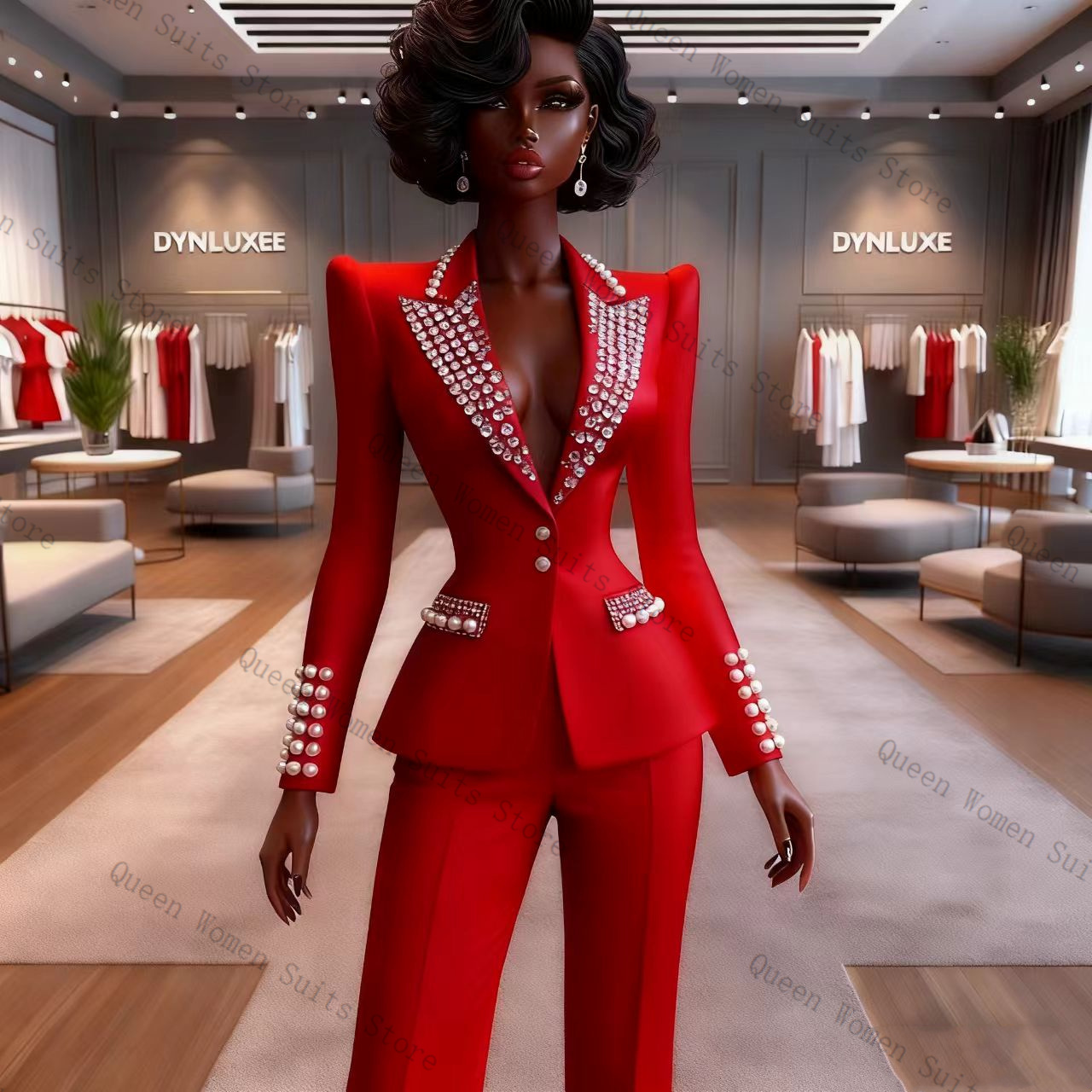Pearls Red Women Suit Pants Se - Women'S Red Formal Wear recension och pris