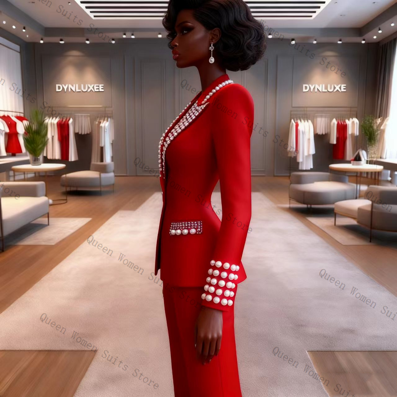 Pearls Red Women Suit Pants Se - Women'S Red Formal Wear recension och pris