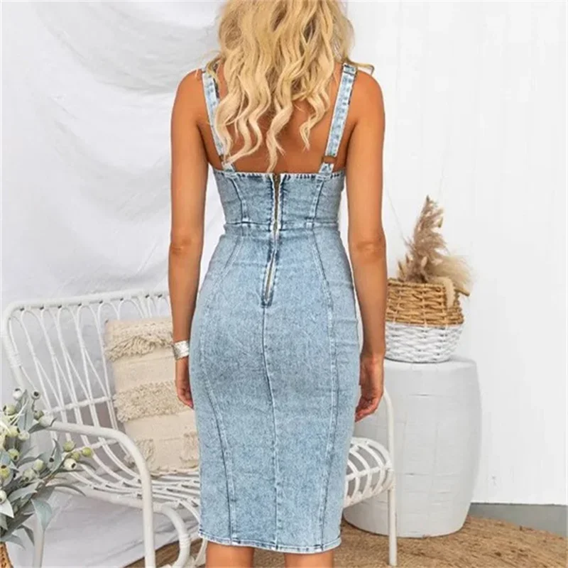 Vintage Slim Fit Denim Wrap Hi - Midi Dress recension och pris