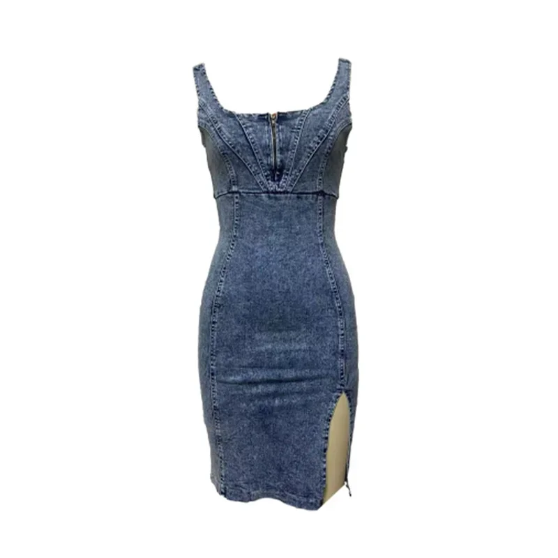 Vintage Slim Fit Denim Wrap Hi - Midi Dress recension och pris