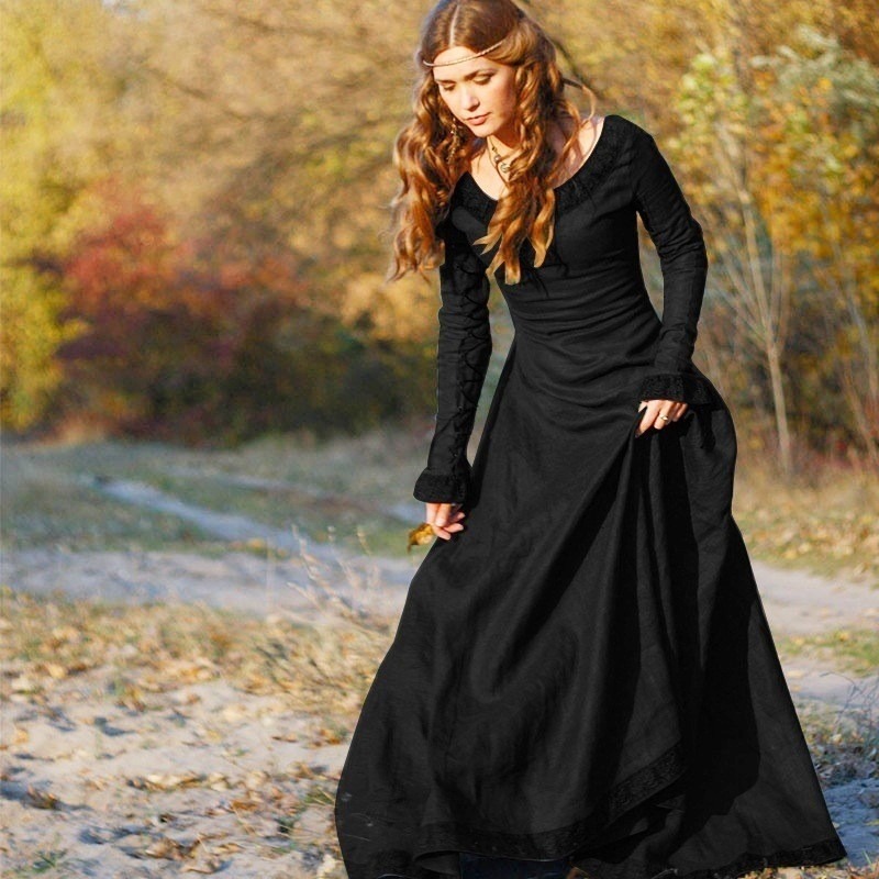 Women Medieval Long Dress V Ne - Lace Dress recension och pris