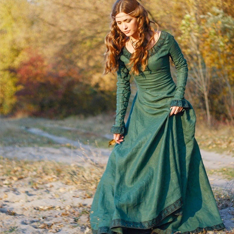 Women Medieval Long Dress V Ne - Lace Dress recension och pris