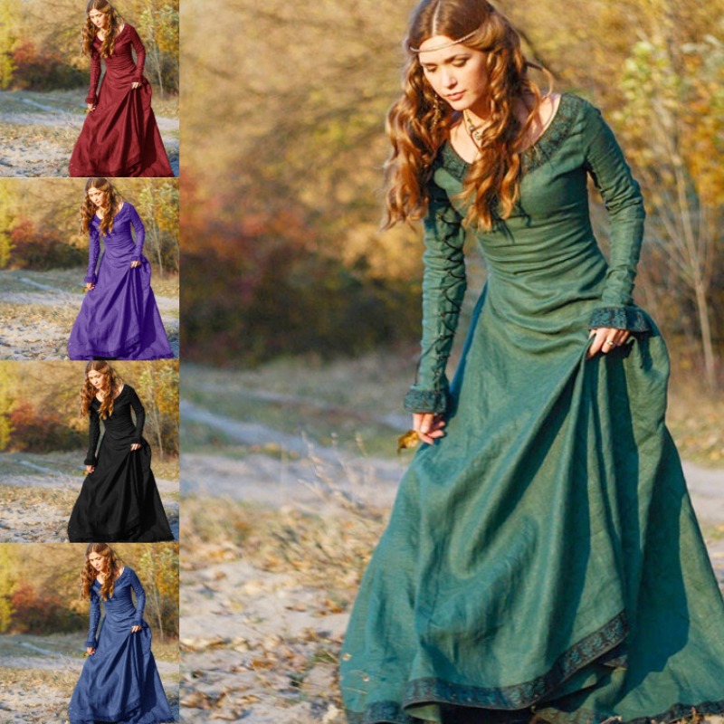 Women Medieval Long Dress V Ne - Lace Dress recension och pris