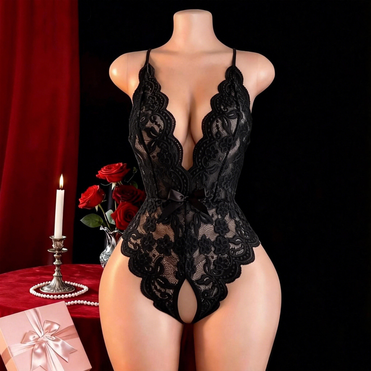 Hot Crotchless Sexy Lingerie F - Lace Dress recension och pris