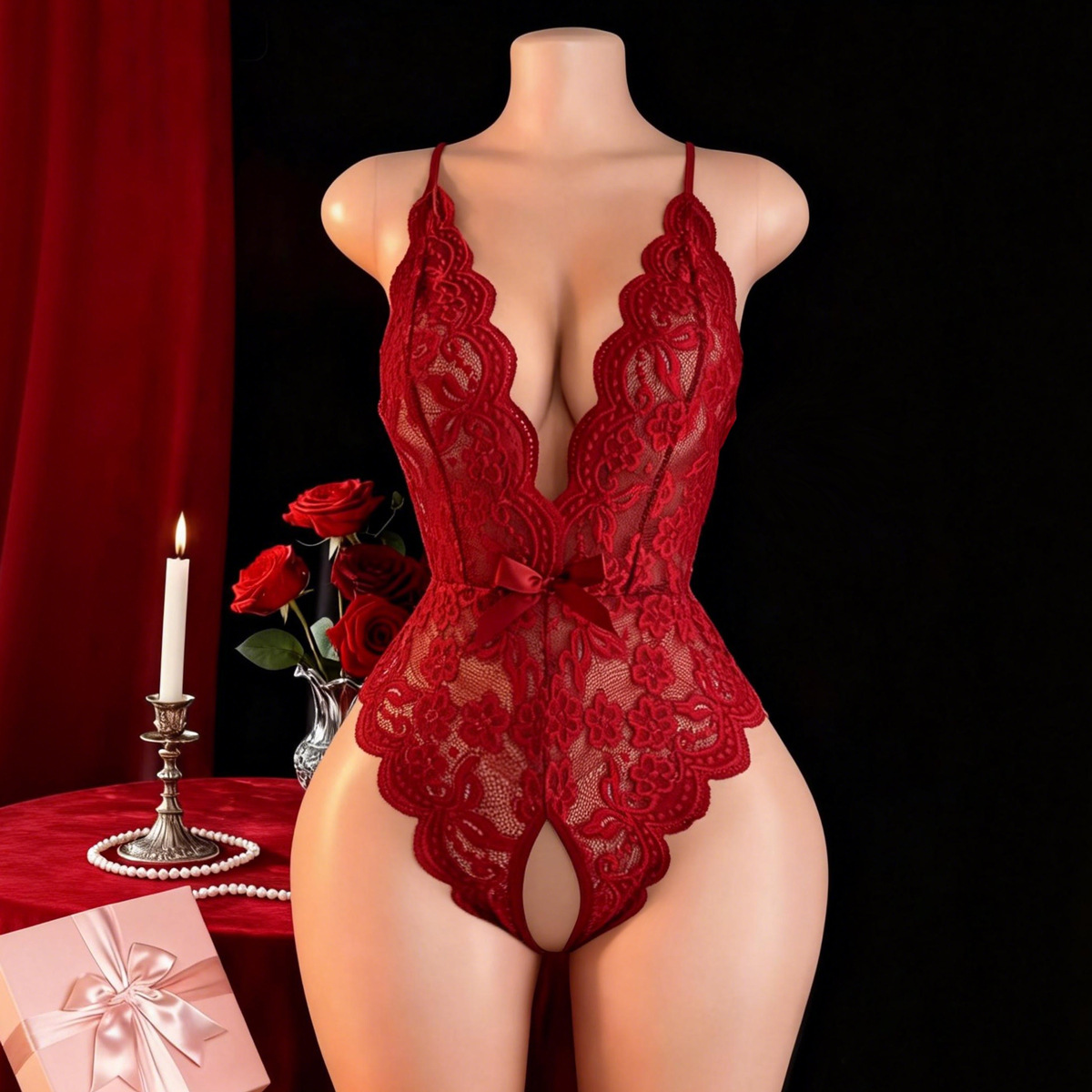 Hot Crotchless Sexy Lingerie F - Lace Dress recension och pris