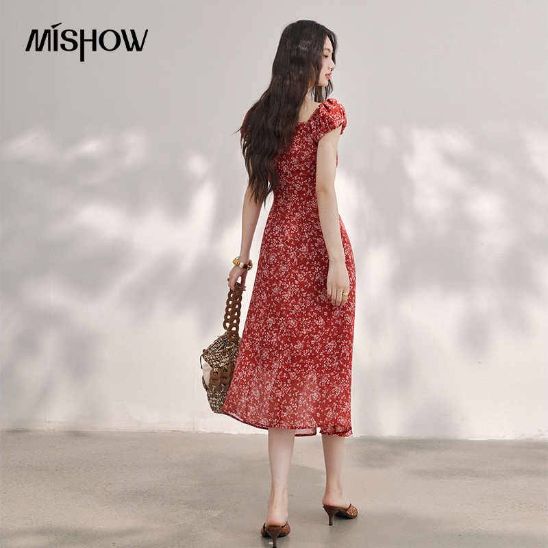 MISHOW Women's Vintage Red Flo - Women'S Red Formal Wear recension och pris