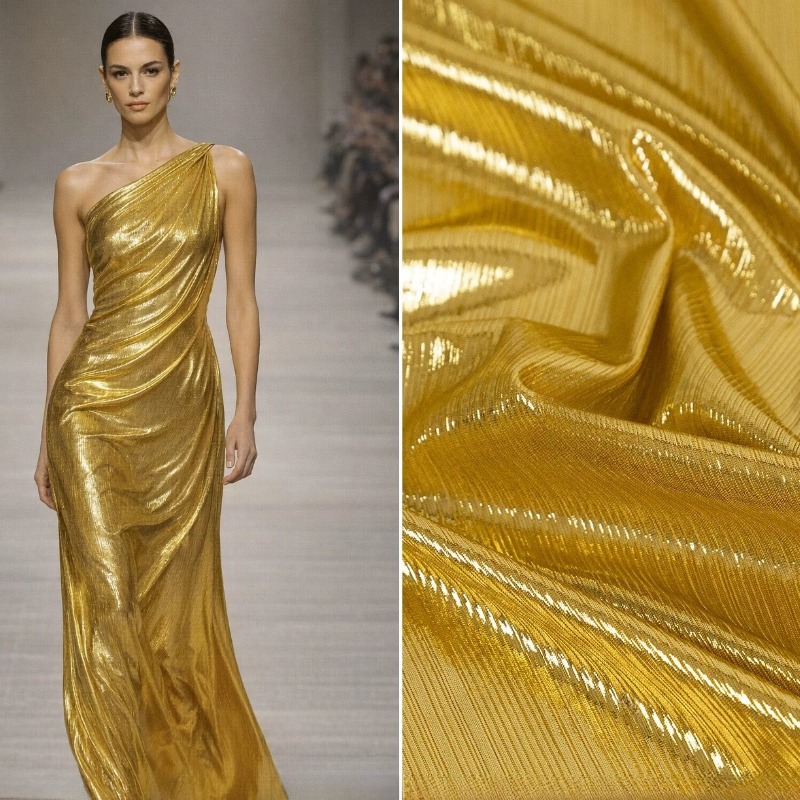 Golden Yellow Ribbed Knit Fabr - Evening Gown recension och pris