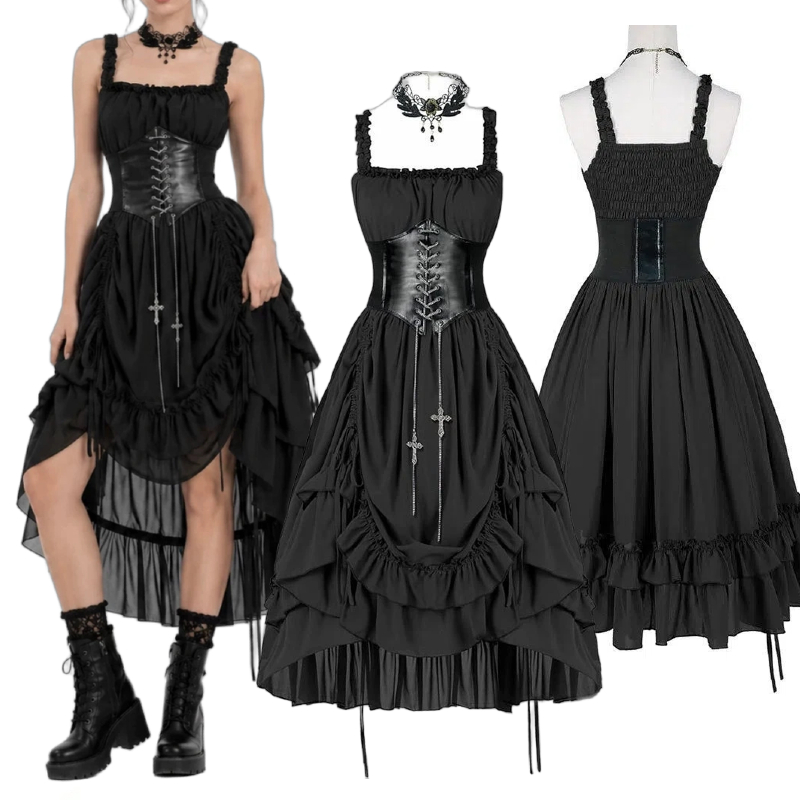 Women Gothic Dress Corset Slip - Midi Dress recension och pris