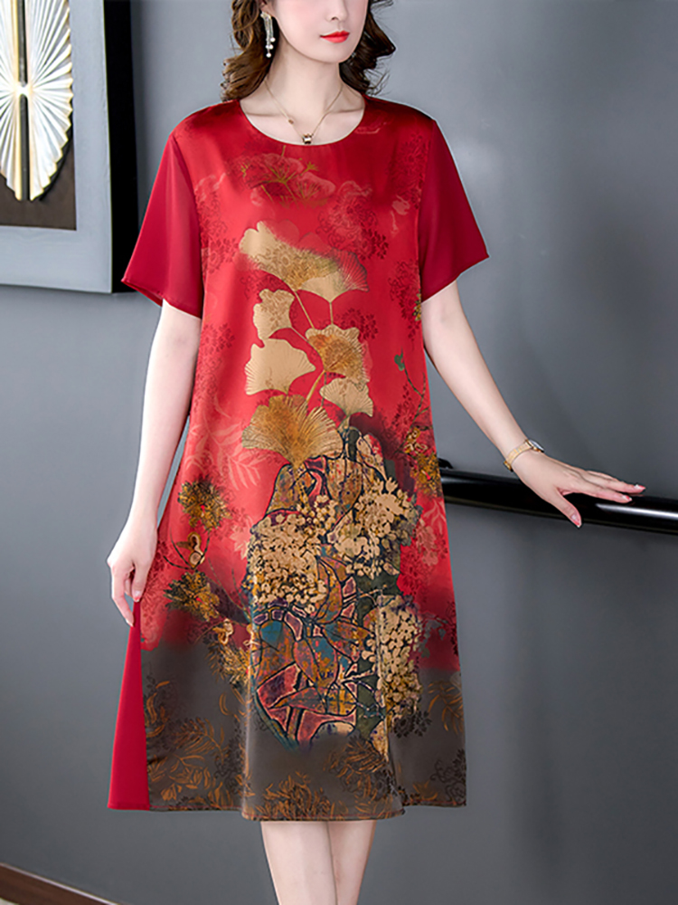 2024 Red Silk Floral Luxury We - Women'S Red Formal Wear recension och pris