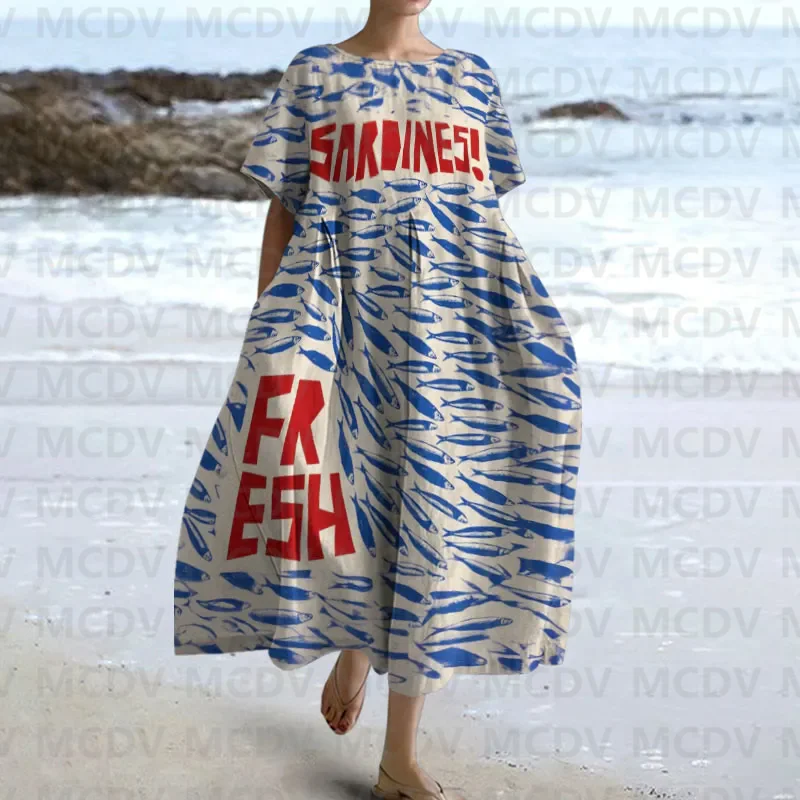 Japanese Vintage Fish Art Prin - Midi Dress recension och pris