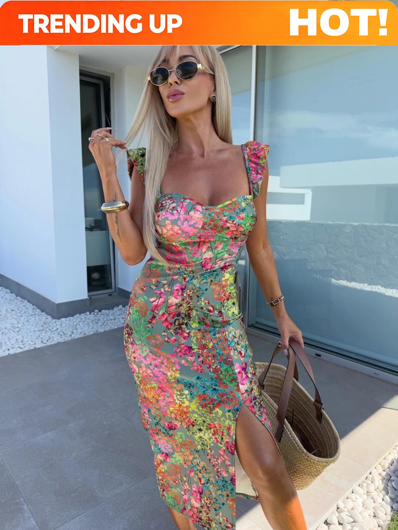 Elegant Boho Printed Dress For - Midi Dress recension och pris