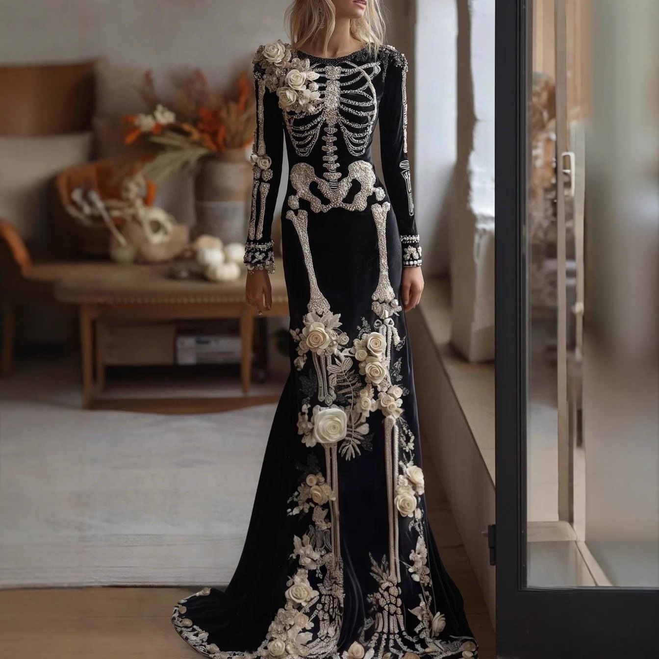 2026 New Women Skeleton Floral - Evening Gown recension och pris