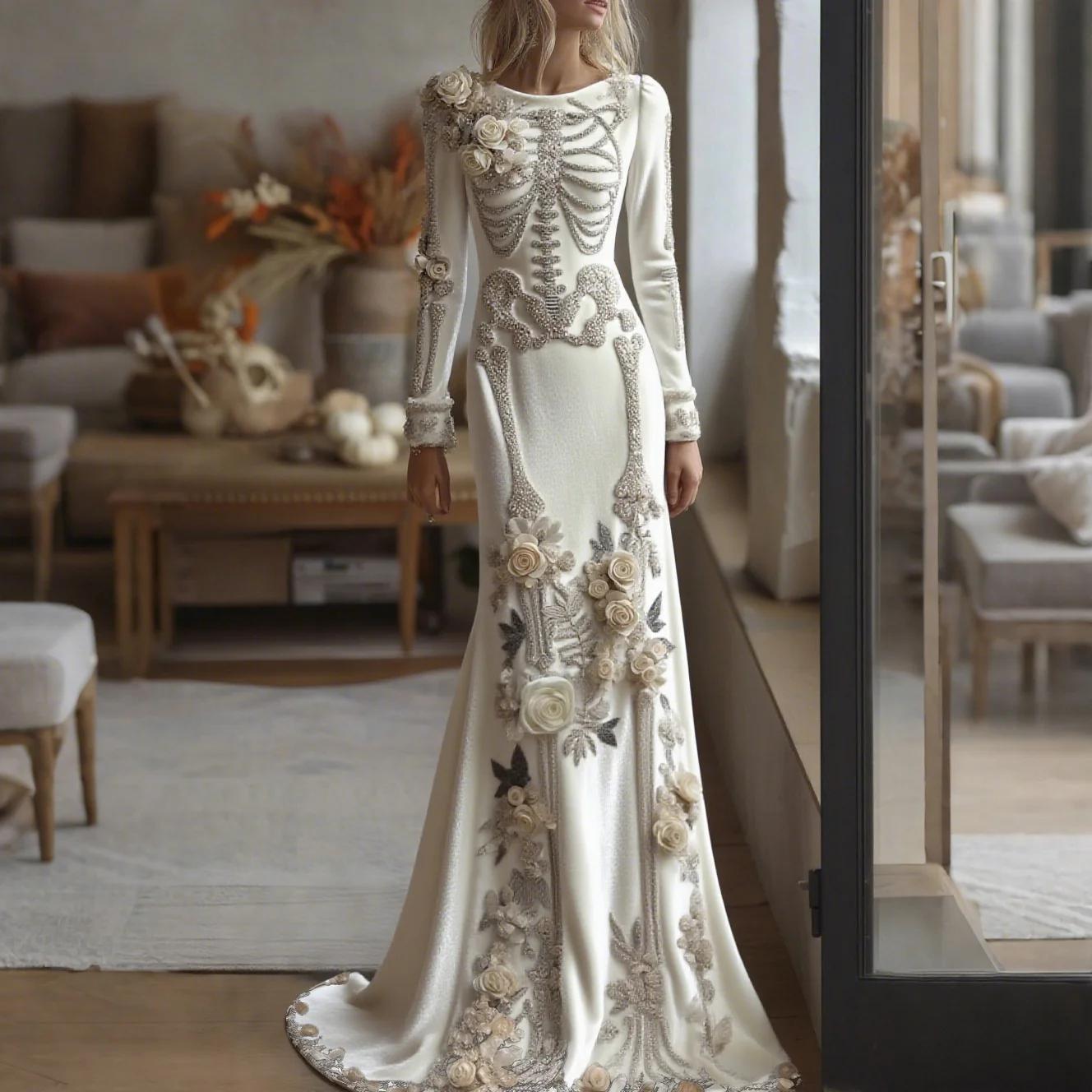 2026 New Women Skeleton Floral - Evening Gown recension och pris