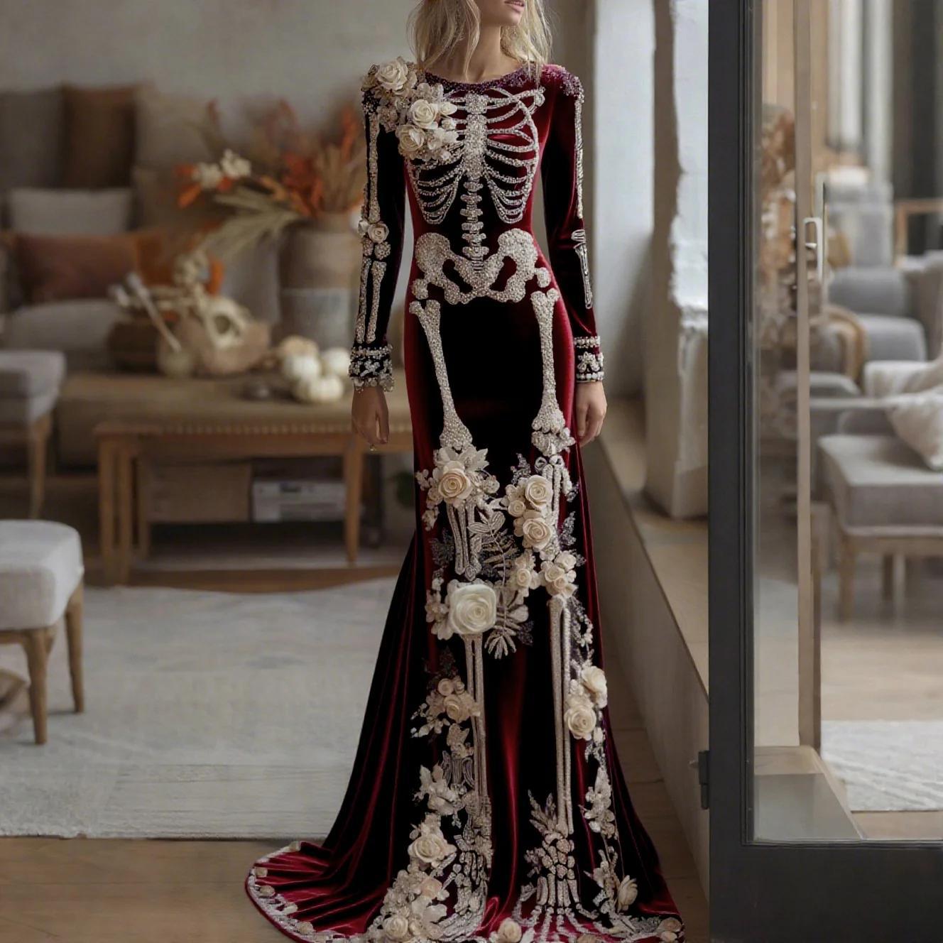 2026 New Women Skeleton Floral - Evening Gown recension och pris