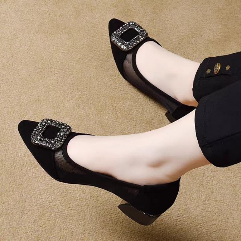 Elegant Pointed Toe Mesh Block - Womens Heels recension och pris